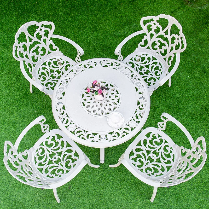 outdoor tables and chairs cast aluminum courtyard outdoor open-air balcony garden simple waterproof sunscreen wrought iron