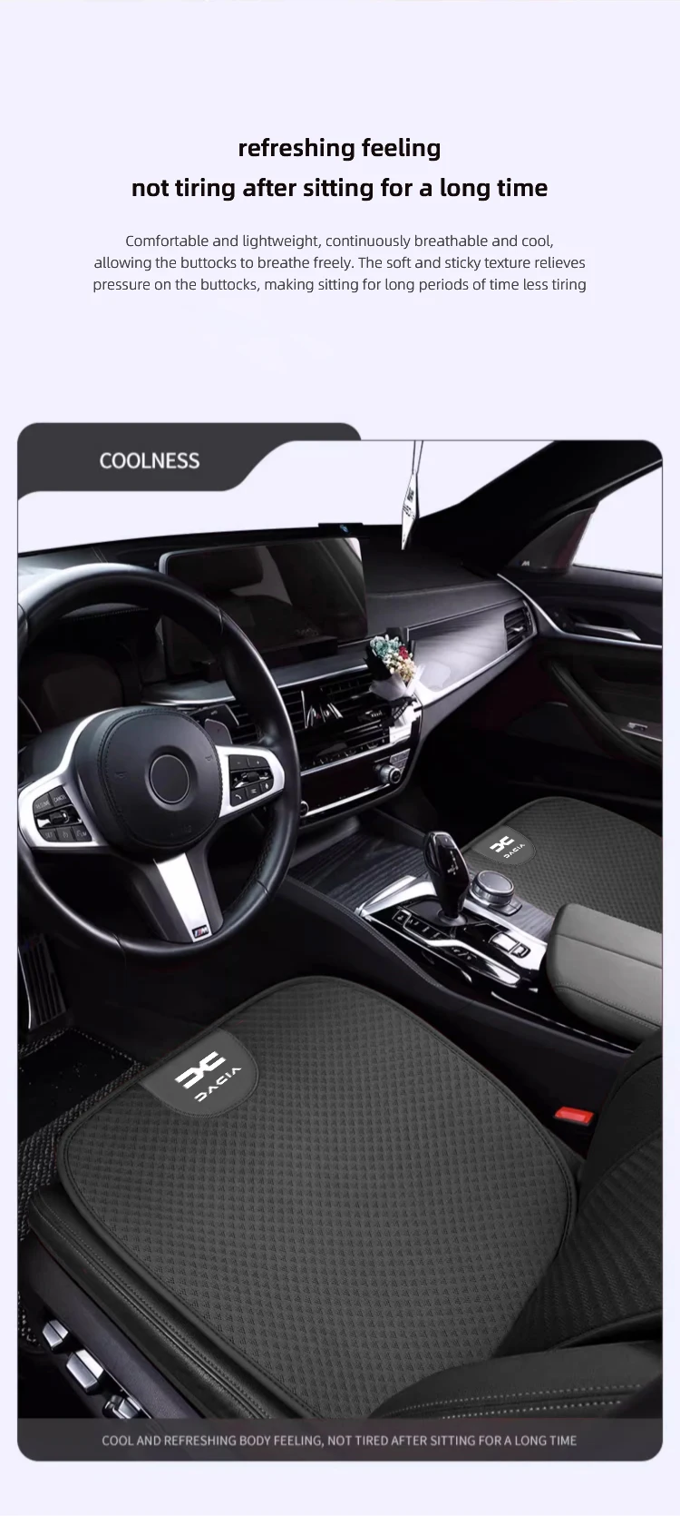 Auto-Sitzkissenbezug, atmungsaktives Eisseiden-Pad, Autozubehör für Dacia Duster Sandero Bigster Dokker Jogger Logan Stepway – Detail 2