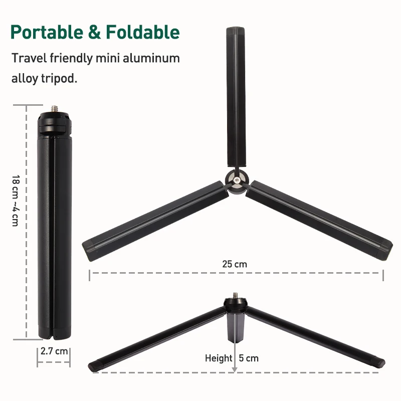 Metal Mini Desktop Tripod with 1/4 Inch Screw Stand for Smooth 4 DSLR Camera Video Camcorder Aluminum Alloy Holder With Wrench