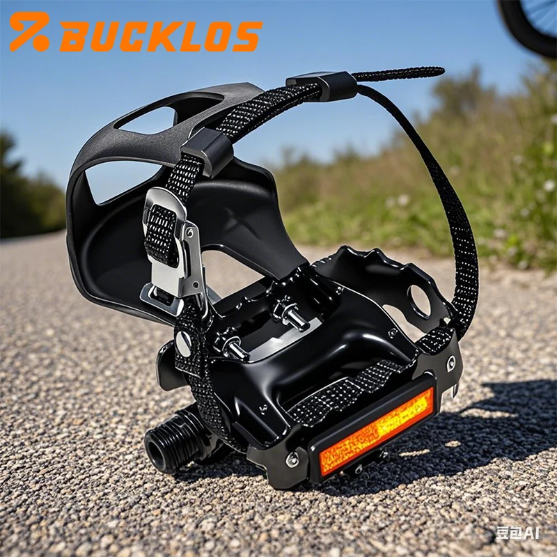 BUCKLOS Bicycle Spin Pedal Road MTB Toe Clip Pedal Non-slip Indoor Exercise Bike Pedals Dynamic Bike Pedals Bicycle Part