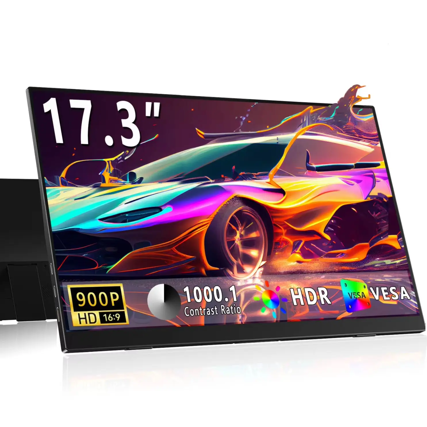 AHXJKA 17.3 Inch 60HZ Portable Monitor 72%sRGB 1600*900P IPS With Type-C Mini HDMI For Laptop Phone  PS4/5 XBox Mac PC Switch