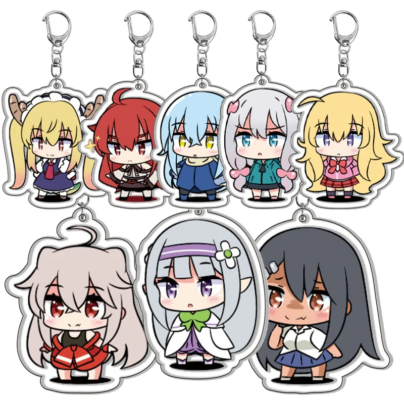 

Милый акриловый автомобильный брелок для горничной Мисс Кобаяши, аксессуары, каваи, мультяшная фигурка, сумка, очаровательный брелок для ключей, украшения