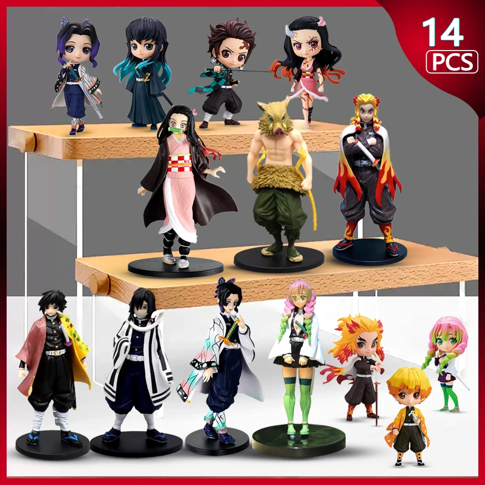 Figura de Anime Demon Slayer Kimetsu no Yaiba Kochou Shinobu figura de acción Kamado Tanjirou Kamado Nezuko figurita de juguete