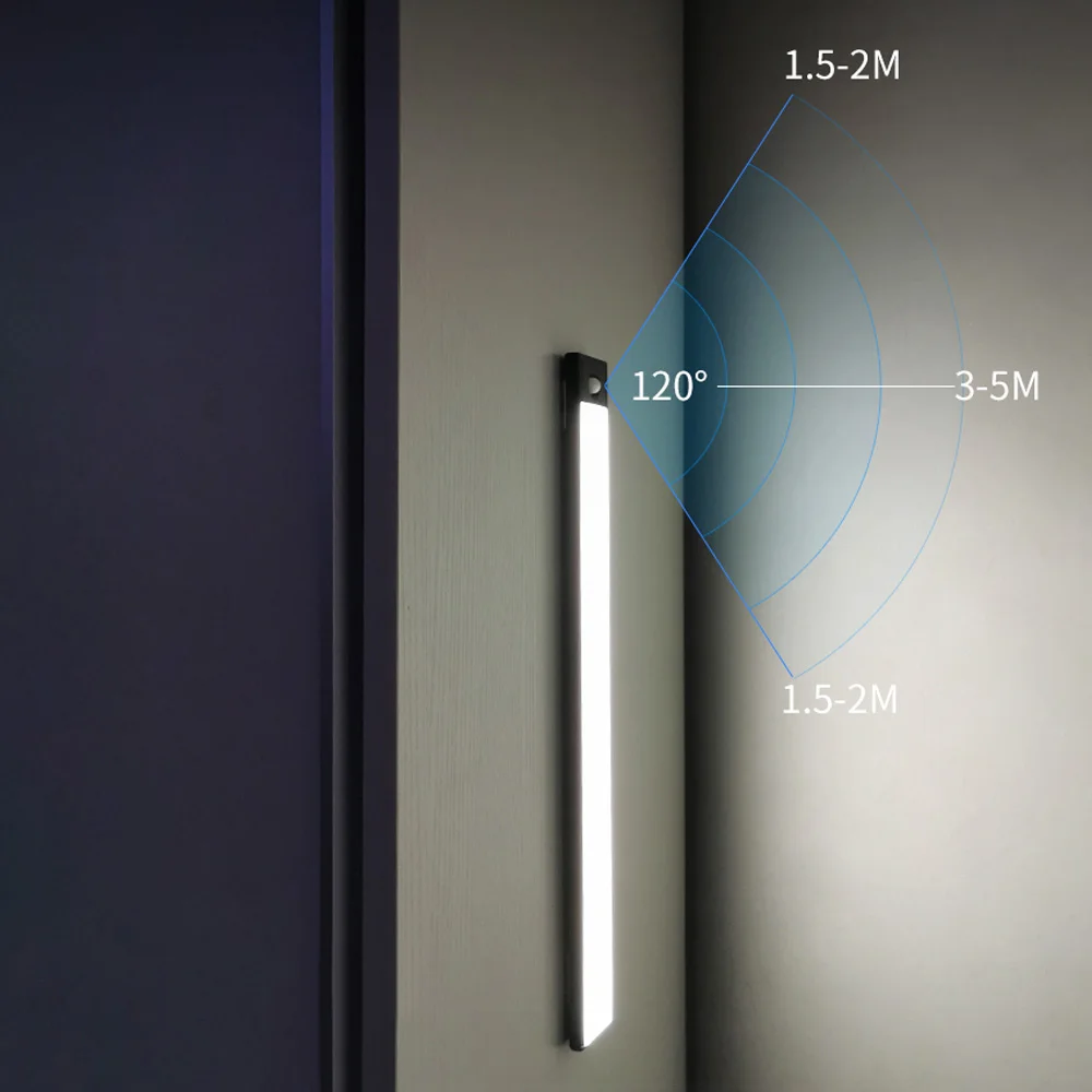 Luz led de noche para dormitorio debajo de la cama, lámparas de noche con sensor de movimiento, barra de pared, recargable