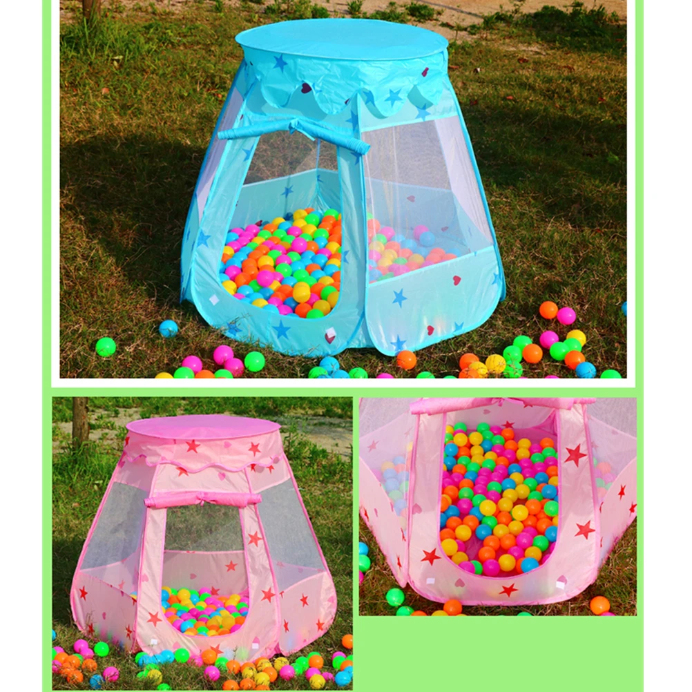 Tente de jeu pour enfants, maison de piscine à balles pour enfants, maison de jeu hexagonale, château de bébé de dessin animé d'intérieur rose
