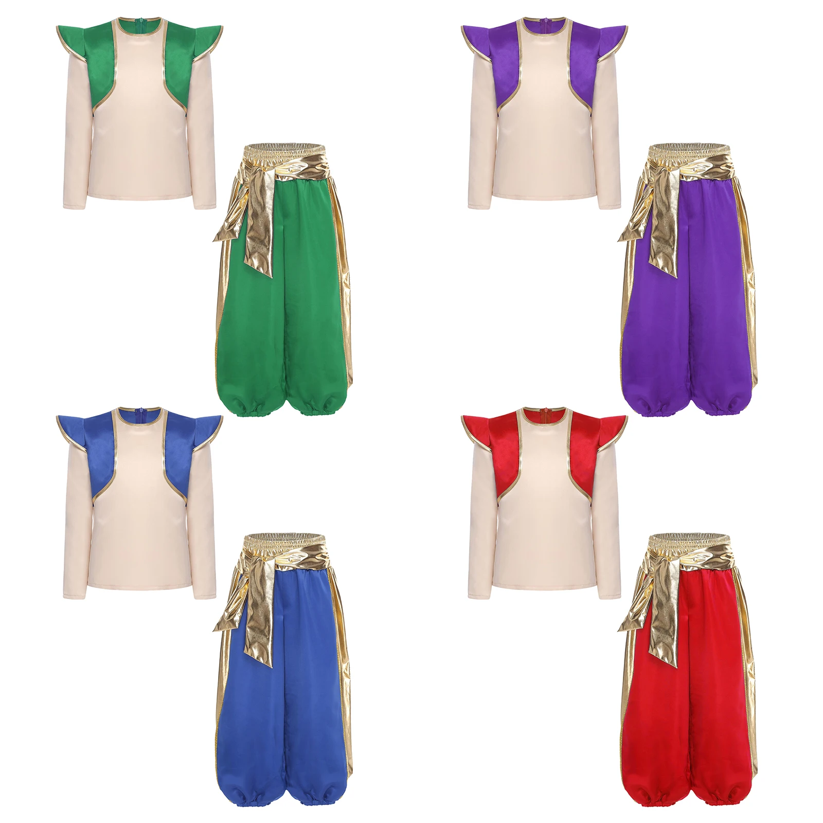 الأطفال الأولاد الأمير العربي تأثيري حلي هالوين حفلة حكايات مصباح قزم لعب الأدوار ملابس طويلة الأكمام أعلى سراويلي حريمي #3