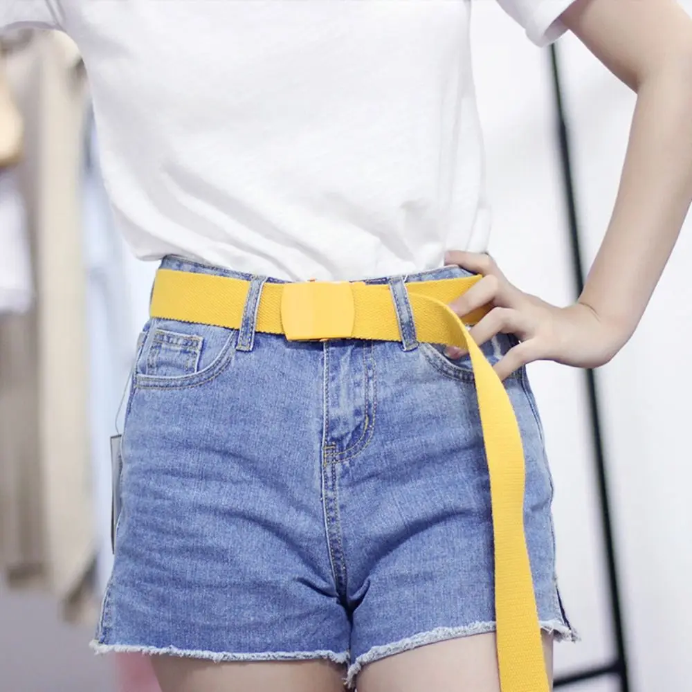 

Canvas Women Nylon Belt Wide Side Metal Alloy Buckle Man's Waist Belt All-match Korean Style Jeans Decoration Ladies/Girls