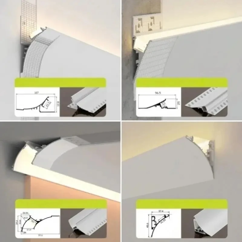 1M Taille Muur Wasmachine Onzichtbaar Plafond Led Aluminium Profiel Frameloze Gips Kanaal Top Hoek Lijn Home Decor Strip Licht