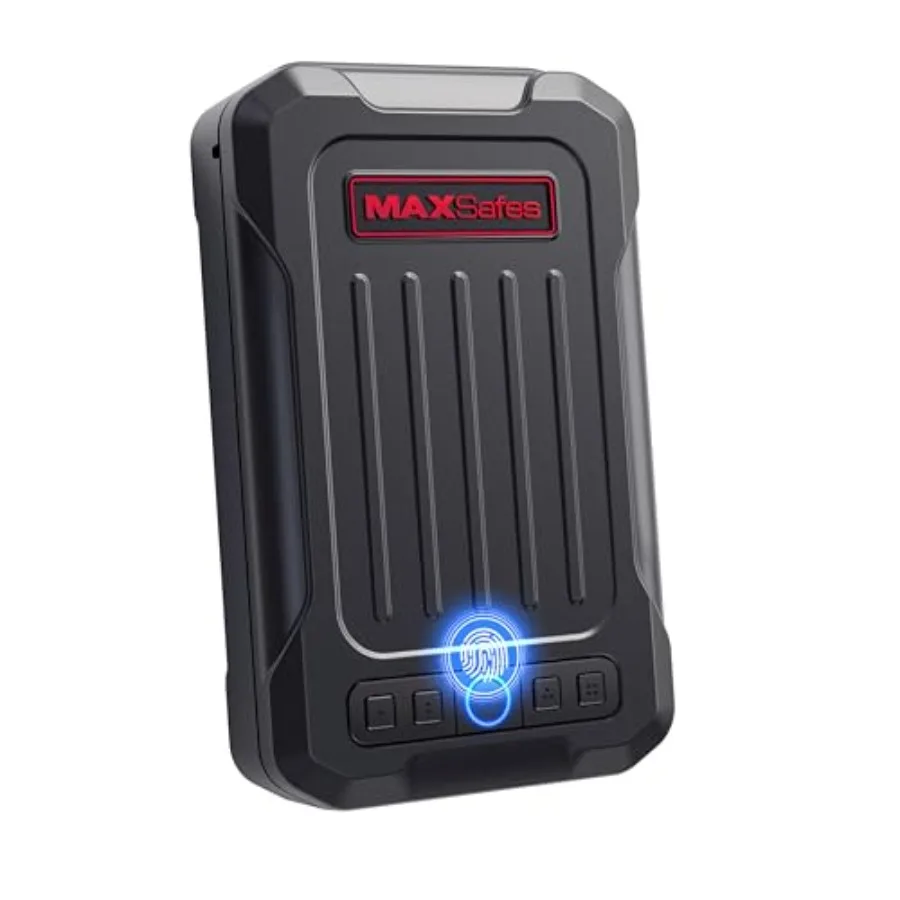 

Портативный сейф для пистолета с биометрическим замком и ключами, быстрый доступ, смарт-кодовая панель, для автомобиля, путешествий, прикроватной тумбочки