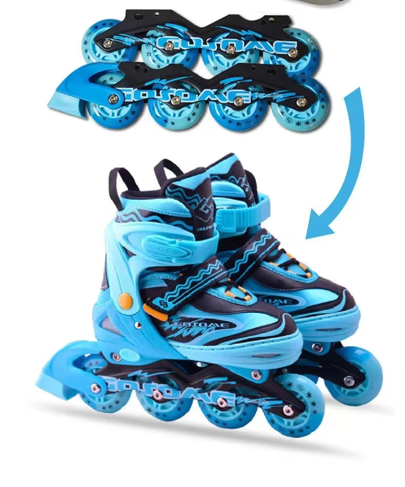 Dual-Use Children's Warm and Hardy Skates, Single-row Interchangeable Steel Frame, Inline Speed Skating Shoes