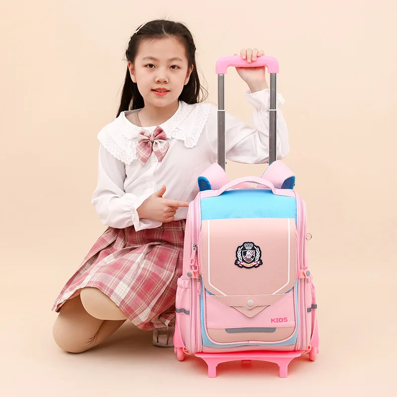 Student Rolling Backpack Free Doll School Bag for Kids Trolley School Backpack for Wheeled Bag 6 -12 Years Girl Suitcase Bag