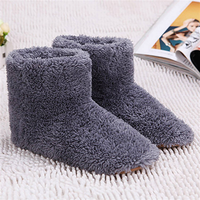 ABRS-4X Winter USB Heater Foot Shoes Electric Shoes Warming Pad Plush Warm Electric Slippers Feet Heated Insoles Gray