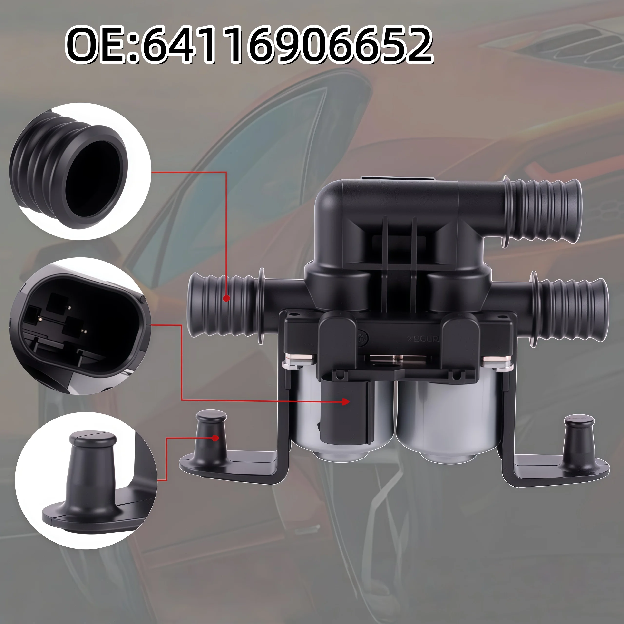 

Регулирующий клапан нагревателя 64116906652 для BMW E60 E63 E65 E66 535i 535i xDrive 535xi 545i 550i 645Ci X5 5 6 7 Series