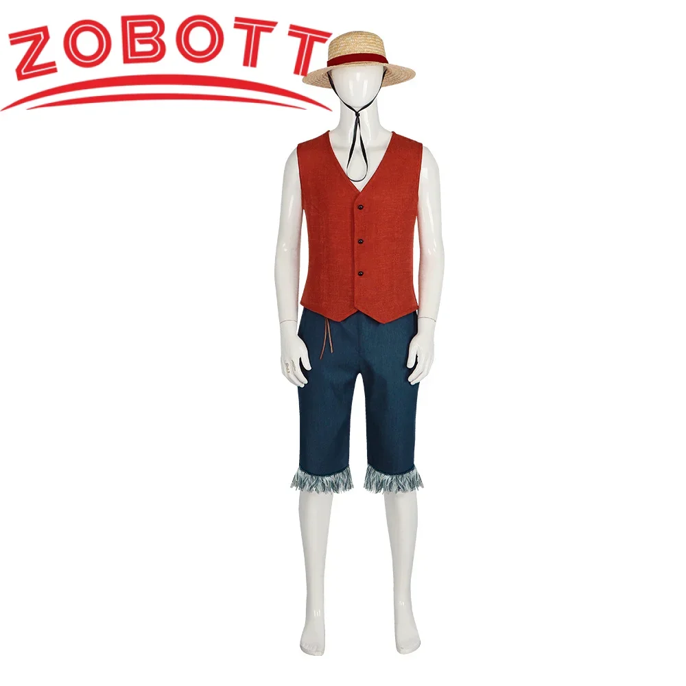 

Anime Monkey D. Luffy Cosplay Costumes Luffy Uniforms Luffy Suits With Hat Halloween Comic Con Stage performance Clothes