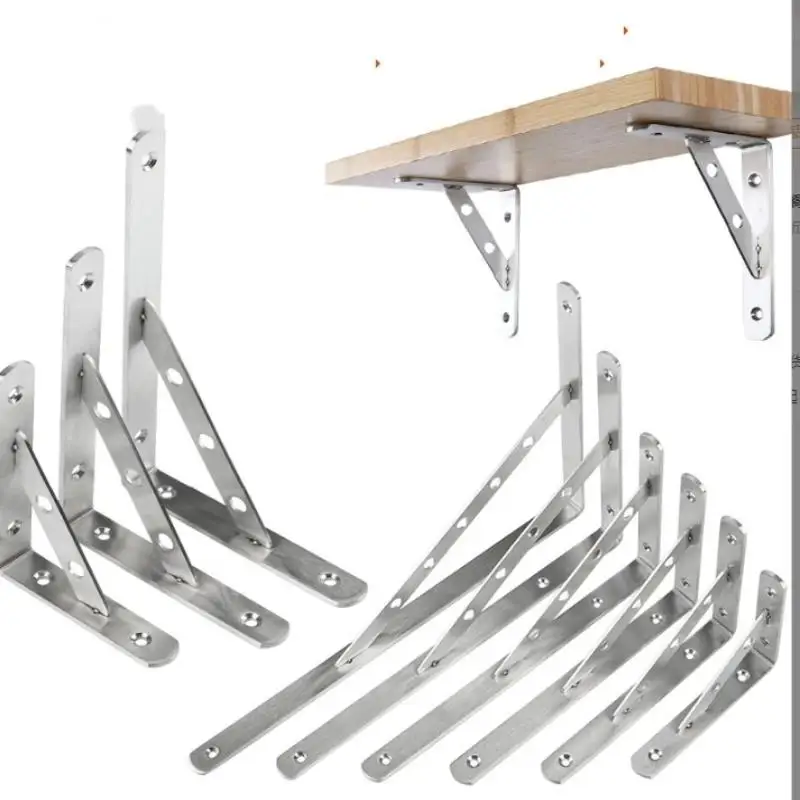 2Pcs Heavy Duty Stainless Steel L Type Bracket - Angle Bracket For Wall Mounting, 90 Degree Right Angle Corner Support