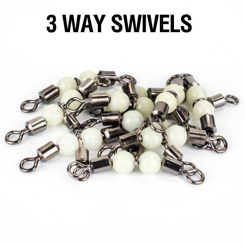 10PCS T-Turn Angelschnur Stecker Leuchtende 3-Wege Wirbel Angeln Roll Stecker Angeln Zubehör mit Glow perlen – Detail 1
