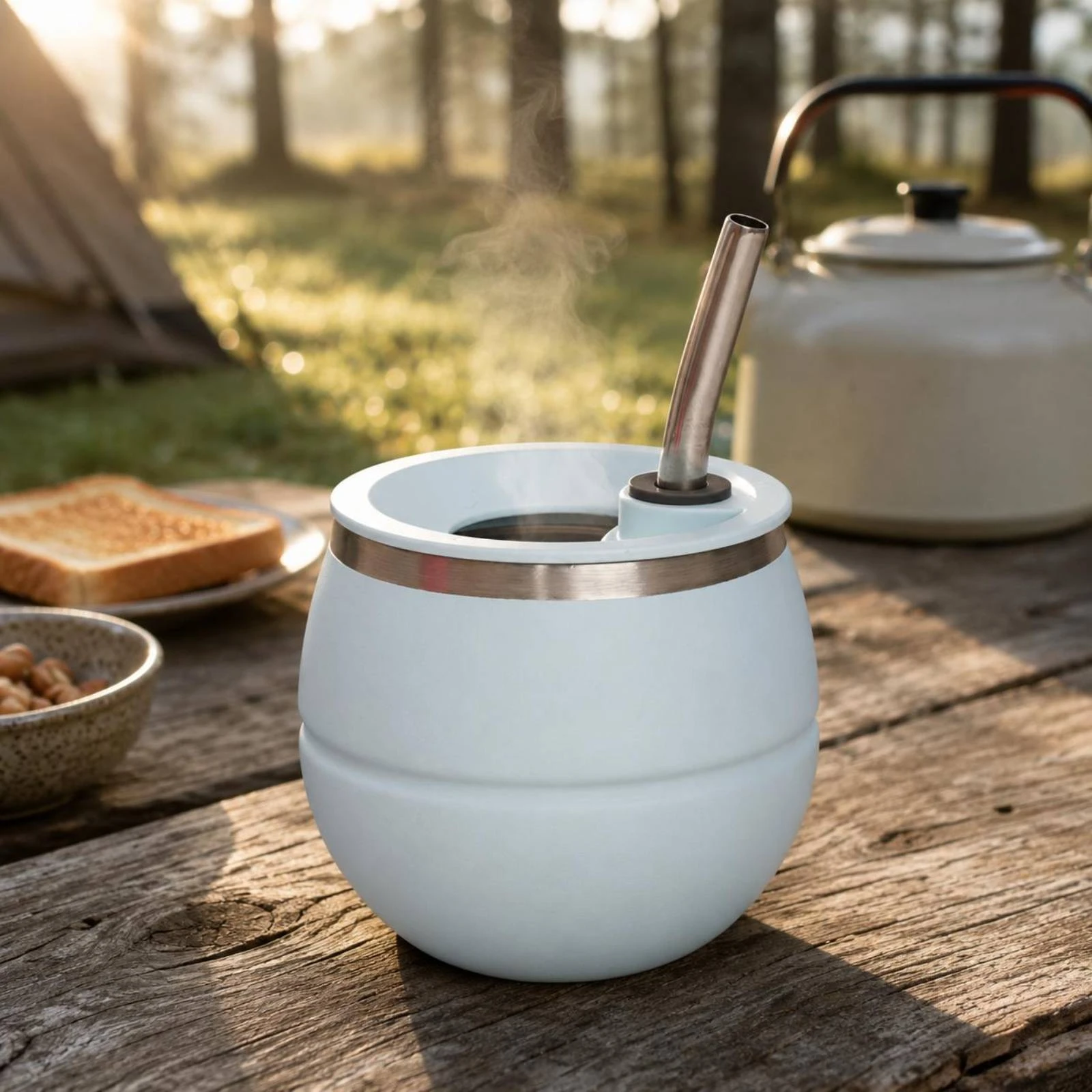 304 Stainless Steel Yerba Mate Cup Matte Finish With Lid & Metal Straw Portable Tumbler for Traditional South American Tea Daily
