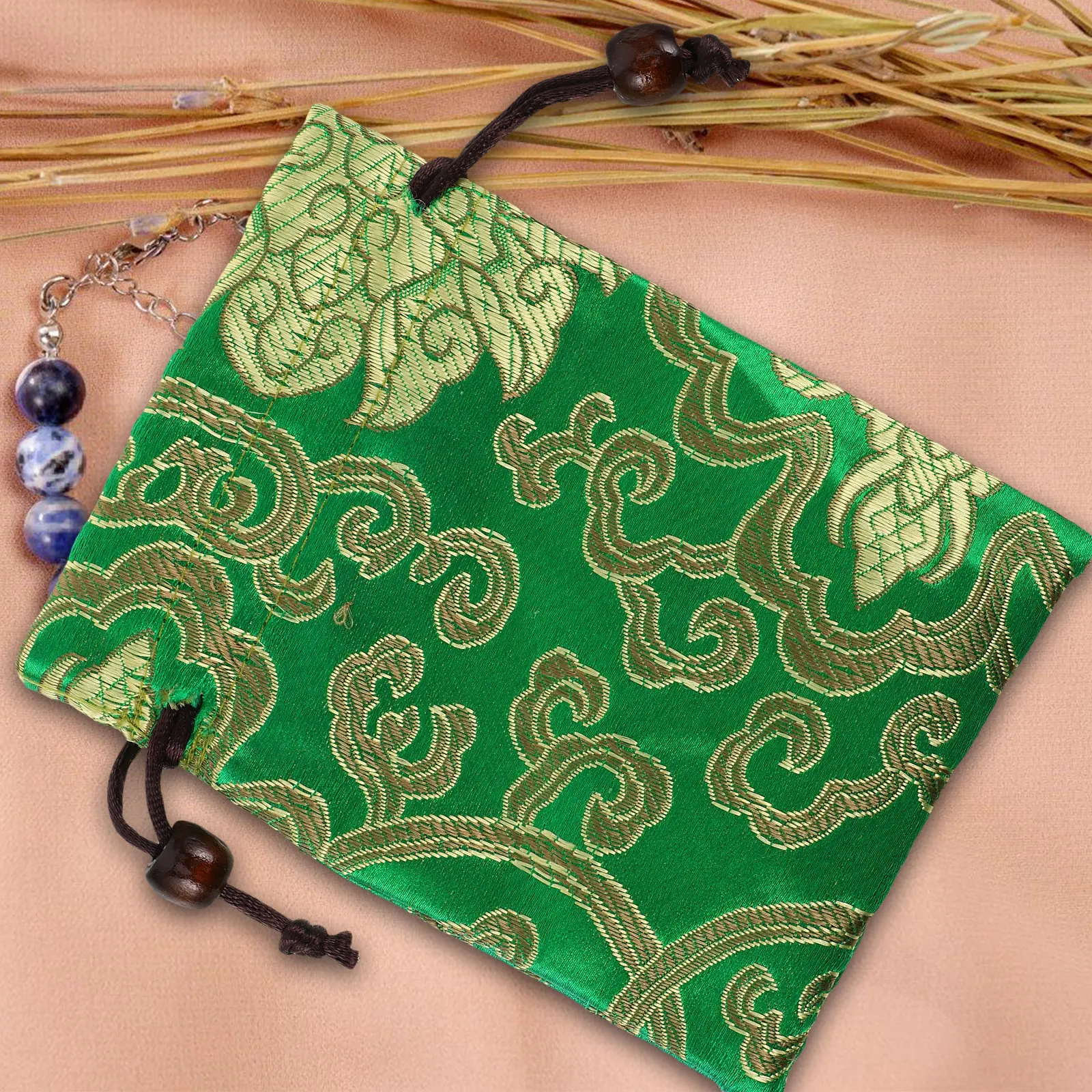 

Silk Brocade Drawstring Pouch Embroidered Chinese Jewelry Bag Small Singing Bowl Storage Organizer Multipurpose Pouch