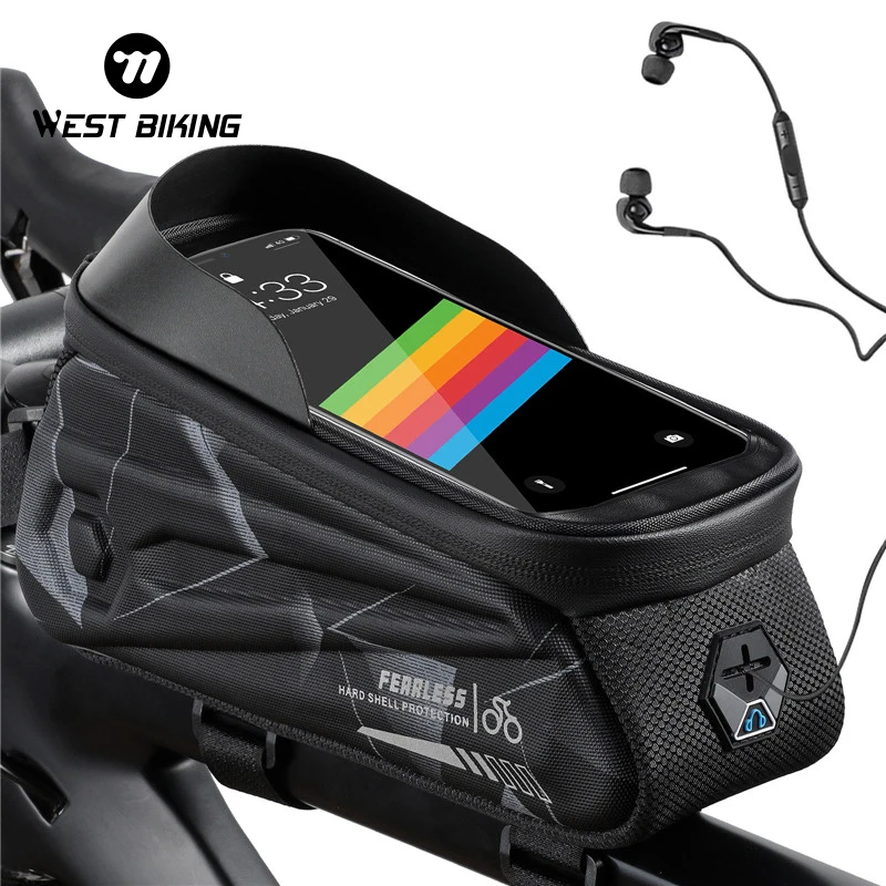 WEST BIKING Multicolor Bicycle Bag Sensitive Touch Screen 7.0 Inch Cycling Phone Bag Waterproof MTB Road Bike Tube Frame Bags