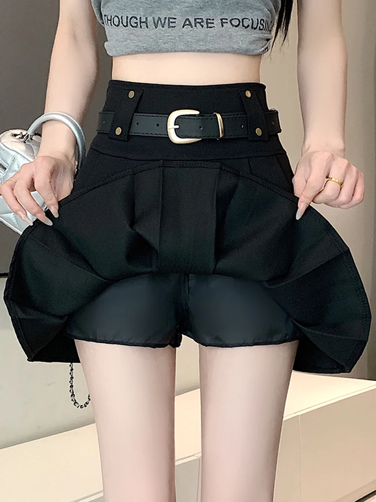 Autumn Winter New High Waist Woolen Pleated Skirt Women's Clothing Korean Versatile A-line Short Skirts Street Miniskirt JK Girl