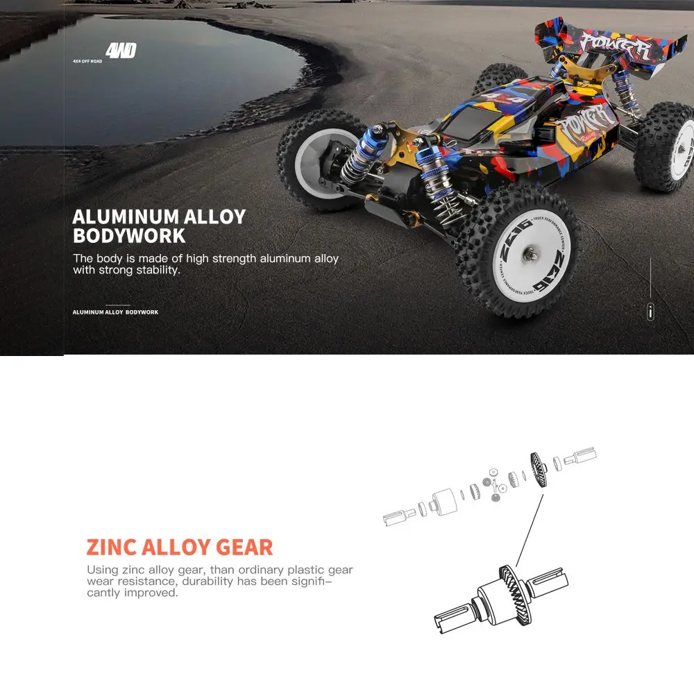 WLtoys 124007 RC-Auto, ferngesteuertes Auto im Maßstab 1:12, 4WD, 75 km/h, Hochgeschwindigkeits-Rennwagen, 2,4 GHz, All-Terrain-Offroad-RC-Truck