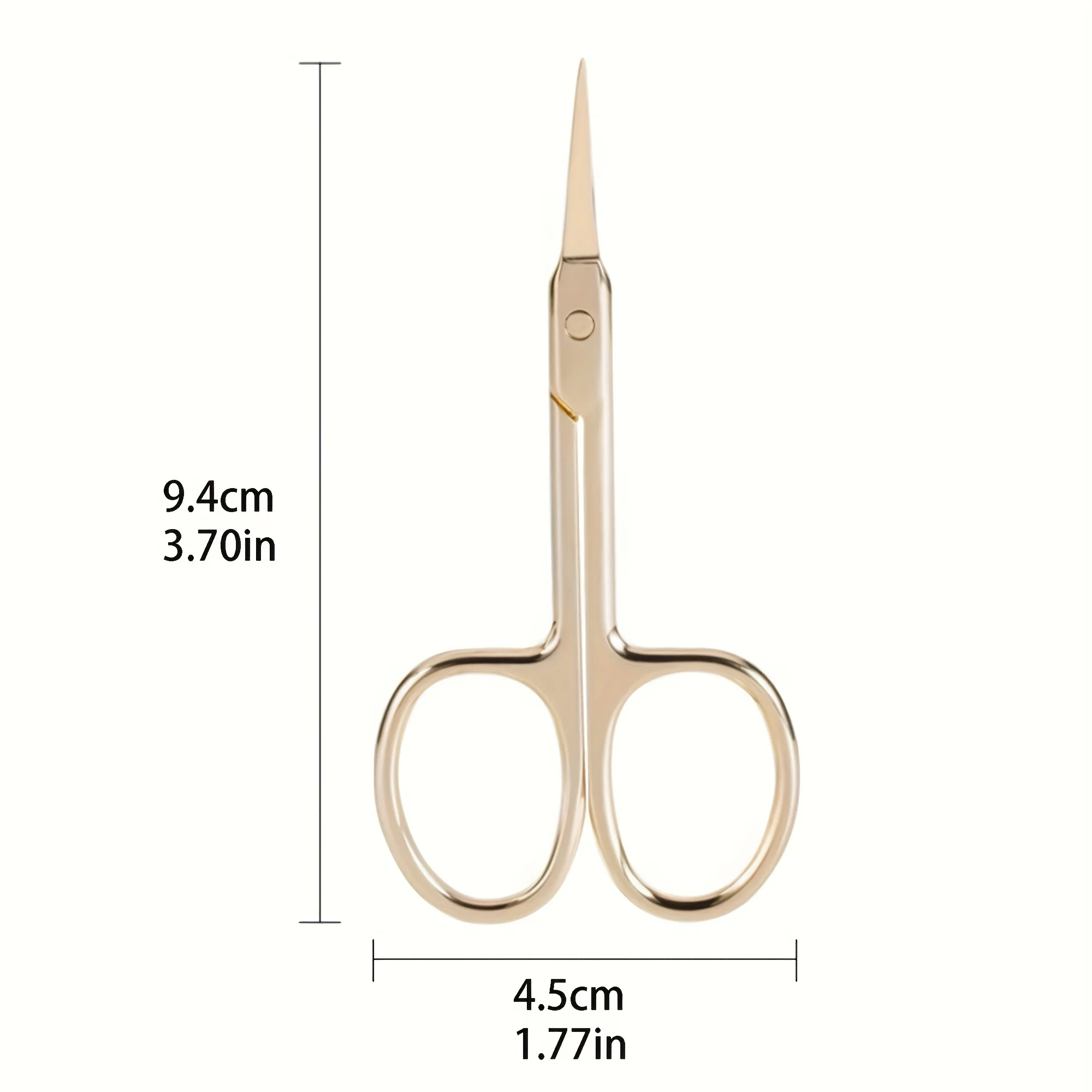 1pc tesoura de beleza curvada dourada pinça de precisão afiada de aço inoxidável para aparar sobrancelhas, durável