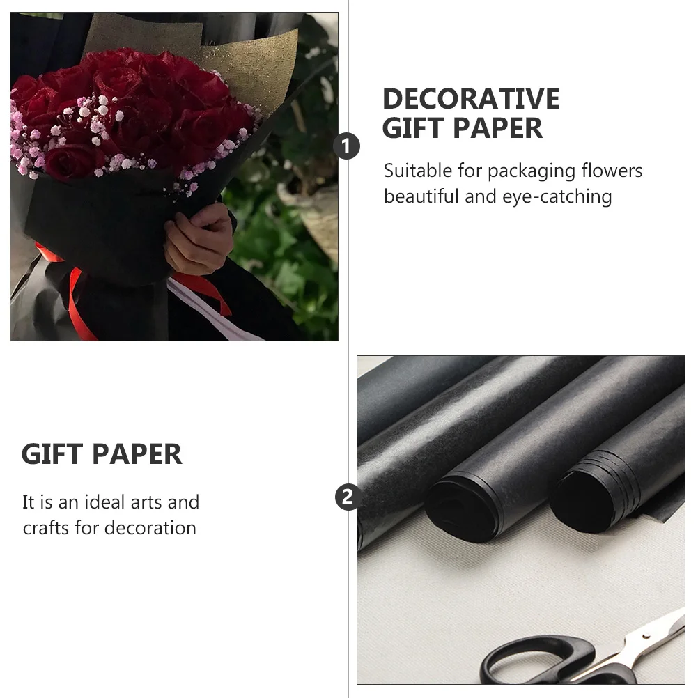 Black Paper Roll Tissue Gift Flower Wrapping Wrapper Bouquet Packing Decorative