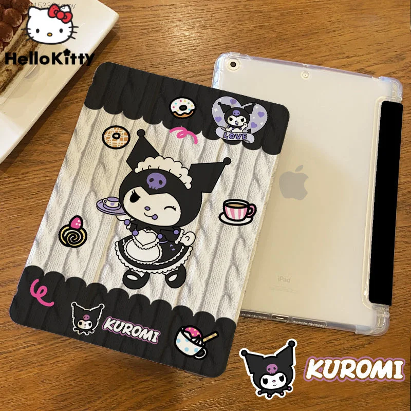 Sanrio Kuromi Kawaii Print IPad Case Pro 2022 2018 11 12.9 Inch Trifold Flip Cover Ipad Air 1 2 3 Mini 4 5 6 Drop Proof Shell