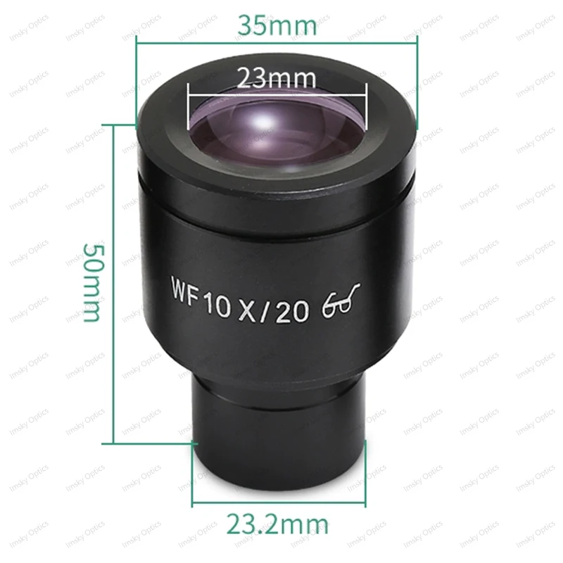 WF10X نقطة عين عالية مجهر مجال واسع عدسة مجال الرؤية 20 مللي متر تركيب العدسة 23.2 مللي متر للمجهر البيولوجي