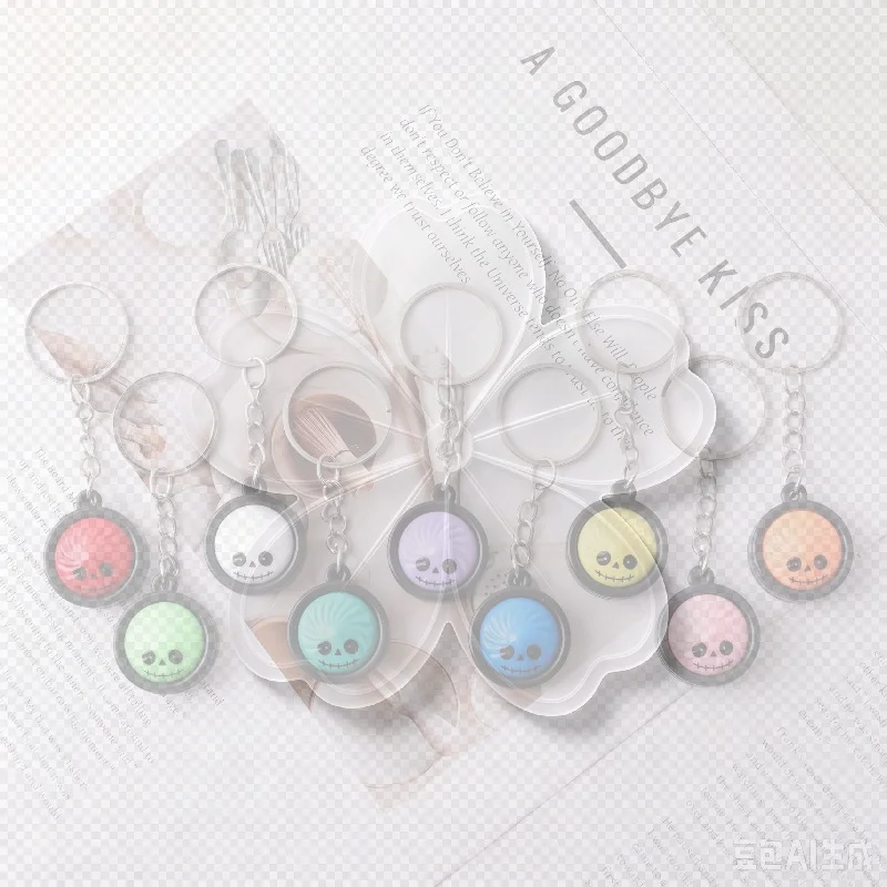 5Pcs Halloween Bun Shaped Fidget Keychain Stress Relief Pendant Cute Bag Ornament For Student Party Holiday Decor Small Gift
