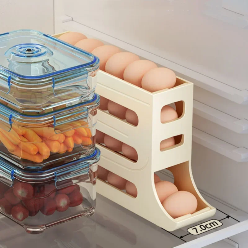 Refrigerator Egg Storage Box Kitchen Box Large Capacity Dedicated Egg Carton Rolling Egg Storage Shelf Kitchen Accessories