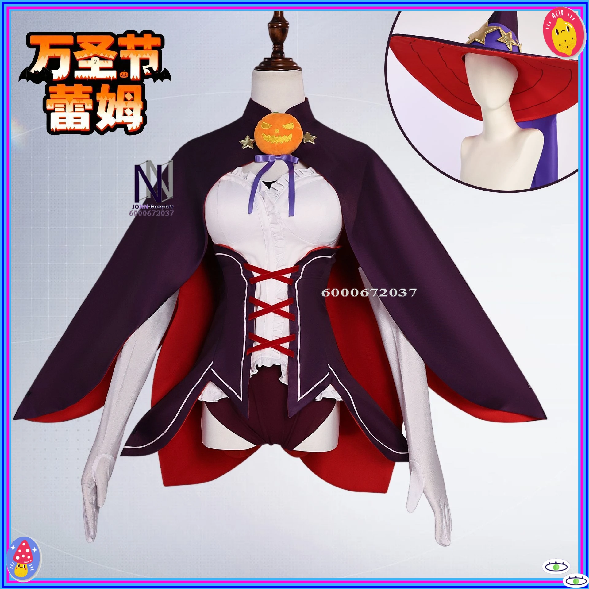 

Top Re:ZERO Cosplay Costume Anime Rem Halloween Outfit Hat Wig Full Set Popular Role Playing Clothes for Women Comic Con Party