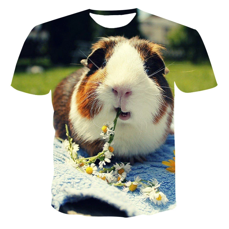 Summer Hamster Domestication Guinea Pig 3D Printed Men's T-shirt Women's T-shirt Casual Short Sleeved Oversized Hip-hop T-shirt