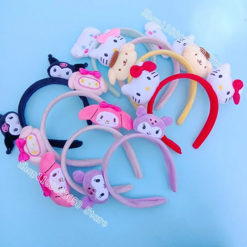 Sanrio Hair Hoop Hello Kitty Face Wash Hairband Cute Plush Cinnamoroll Hair Accessories Hairlace Kuromi Girl Student Headwear