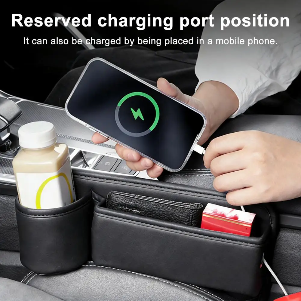 Seat Gap Storage Box Car Seat Gap Organizer with Cup Holder And Phone Key Storage Faux Leather Scratch-Resistant Car Interior Ac