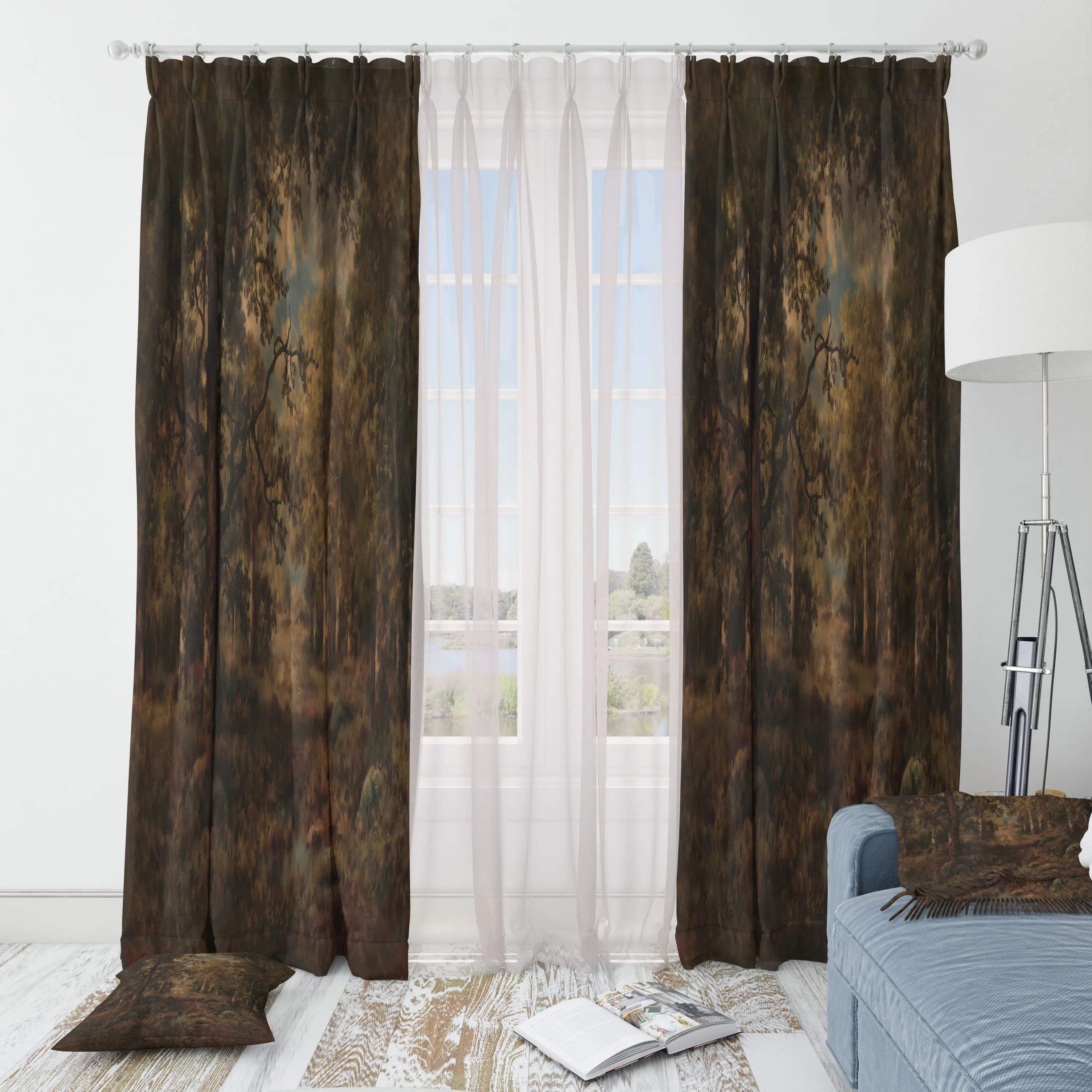 Dark Cottagecore Forests Grommet Blackout Window Curtain 2 Panels