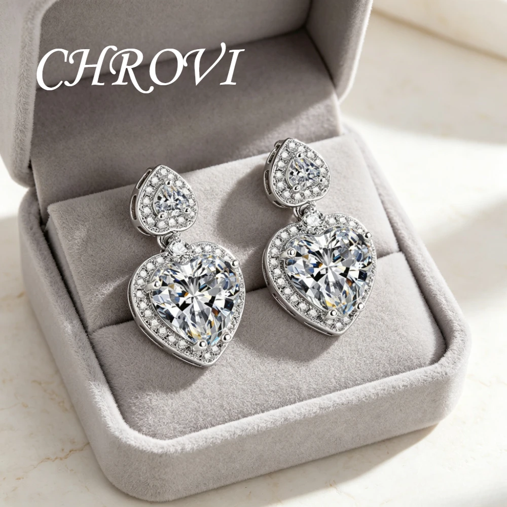 925 sterling silver best-selling platinum zirconia heart-shaped ear studs for women - daily wear earrings