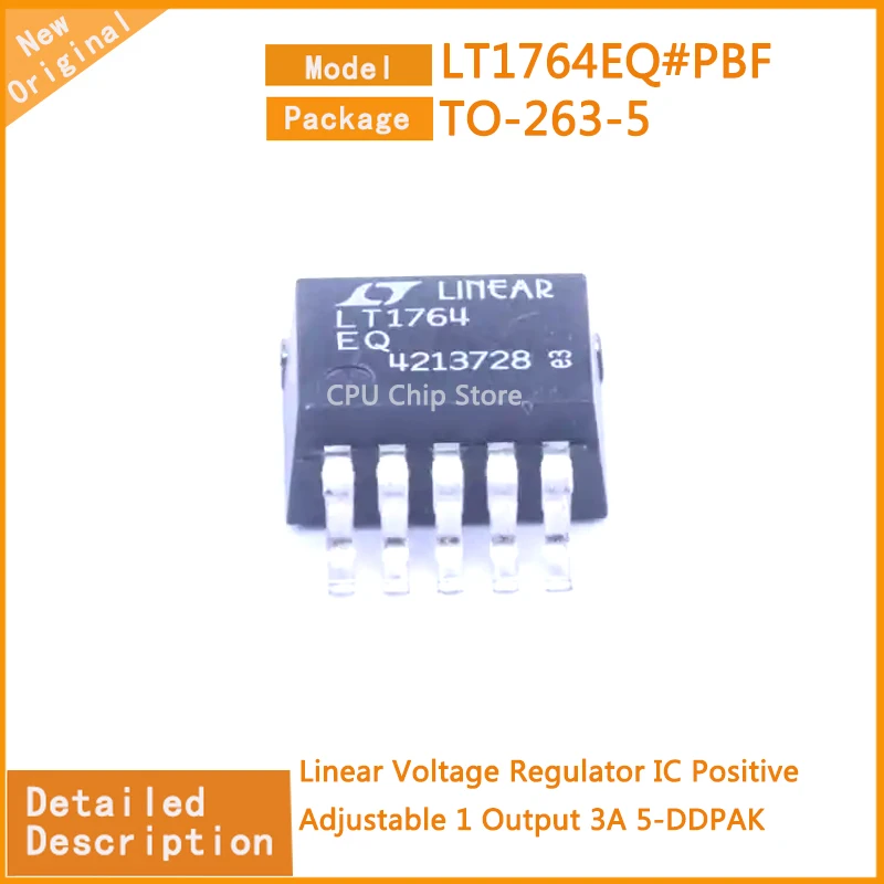 5Pcs/Lot  New Original   LT1764EQ#PBF  LT1764EQ  Linear Voltage Regulator IC Positive Adjustable 1 Output 3A 5-DDPAK