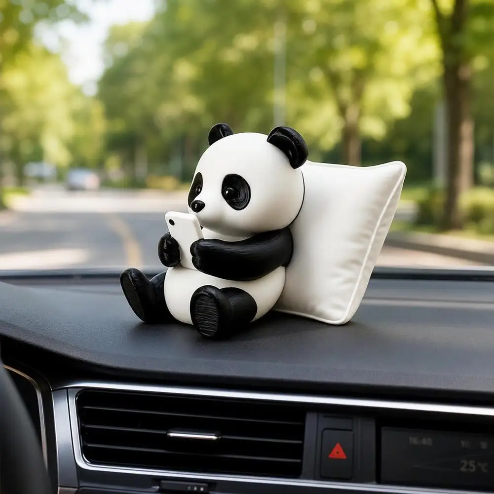 Car Panda Sculpture Ornament, Desktop Office Decoration, Car Decor, Creative Animal Model, Collectible Figurines, Car Ornament