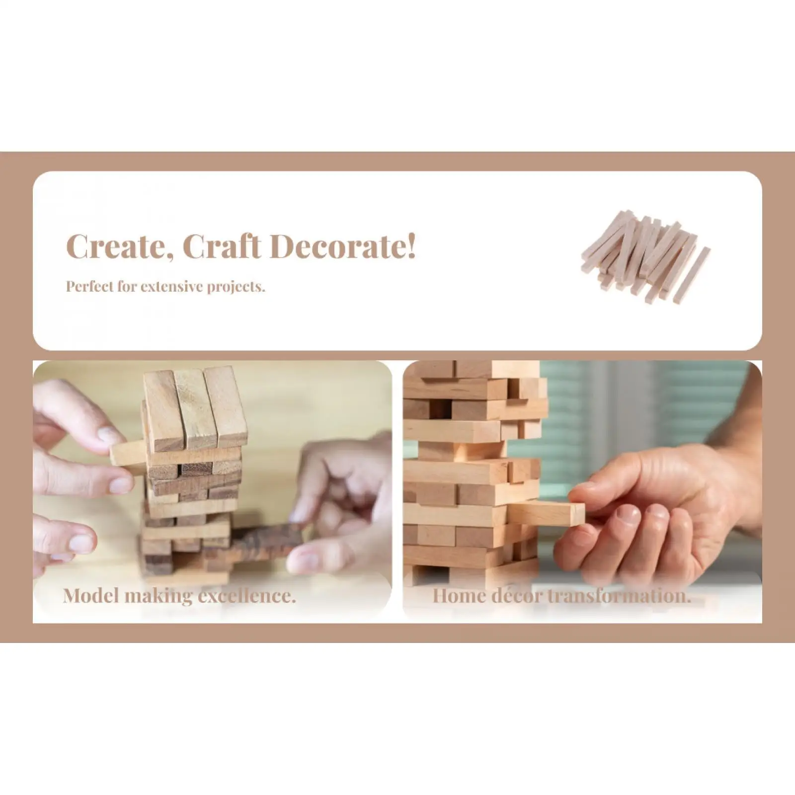 Unfinished Balsa Wood Square Stick Modelling Crafts Supplies for Wood Construction and Art Projects
