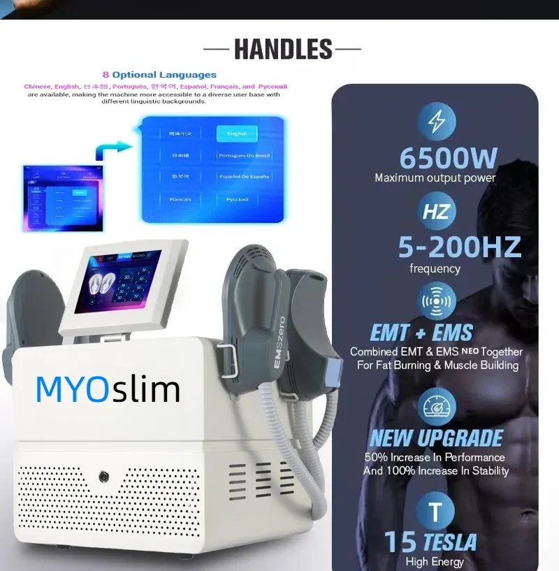 

Myoslim PRO ULTRA RF Machine NEO Slimming Machine 200HZ Hi Emt Nova Body Sculpture Pelvic Muscle Stimulator RF 6500W EMS