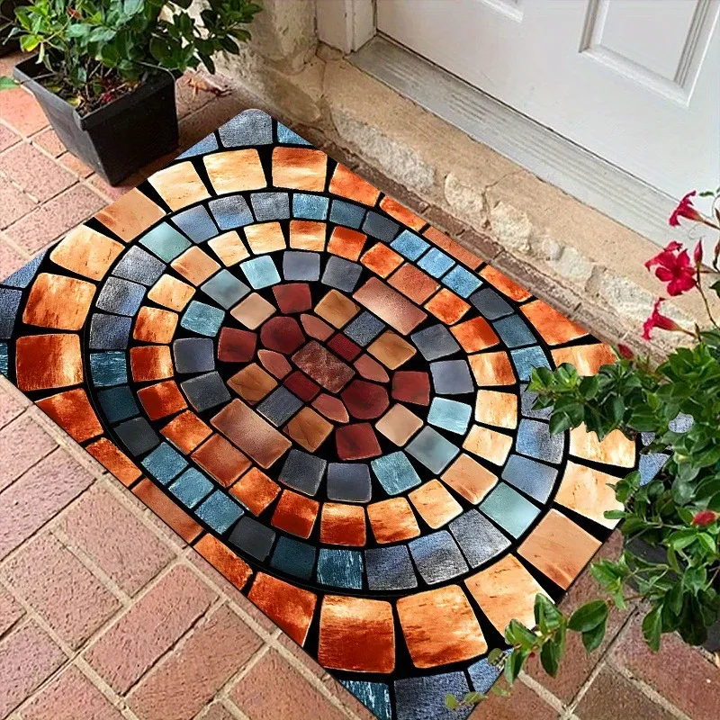 

1PC FloorTile Kitchen Rugs Non-Slip Home Door Mats Pop design Bathroom Rugs Bath Mat Carpet for Home Sink Laundry Decor