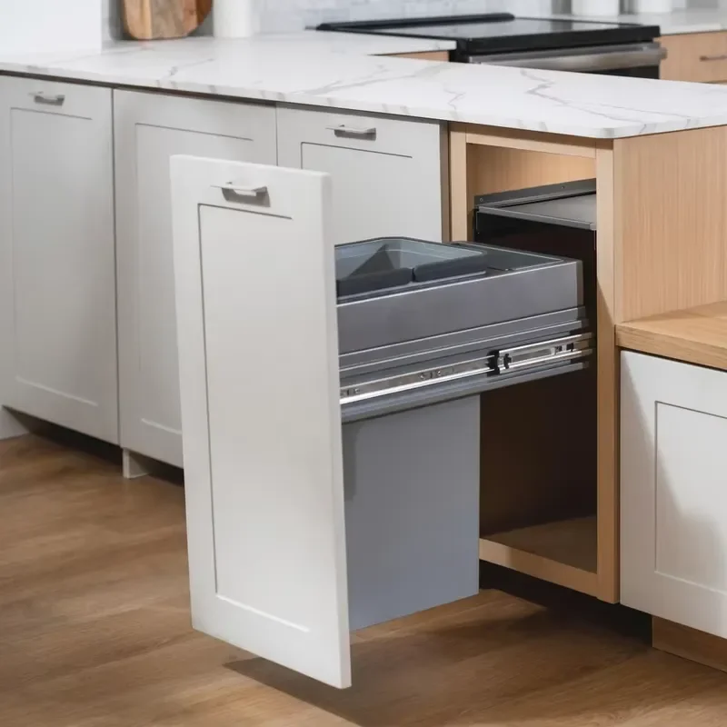 Best Selling Concealed Kitchen Trash Can with Built-in Cabinet with Push-On Cover, Durable Plastic for Dining