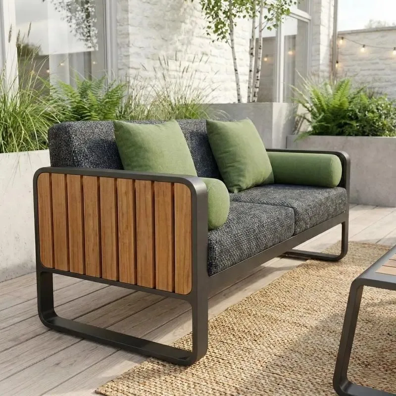 for Factory direct sales modern outdoor sofa set aluminum frame waterproof seat cushion courtyard garden furniture set cafe