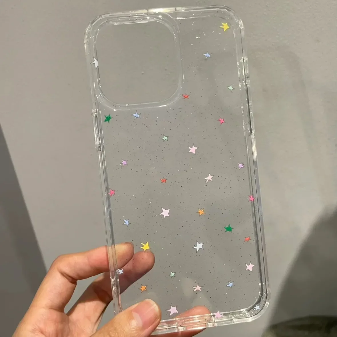 Dopamine Colorful Stars Glitter Phone Case For iPhone 17 16 15 14 13 12 11 Pro MAX 17air MINI XR XS 7 8 Plus Transparent Cover view 3