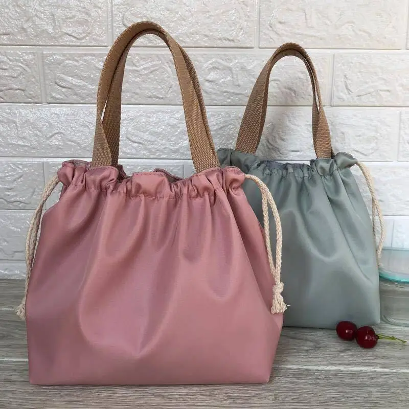 

Dual Purpose Handbag for Women Solid Color Waterproof Lunch Box Bag with Drawstring Bento Bag for Going for Birthday Gift 2023