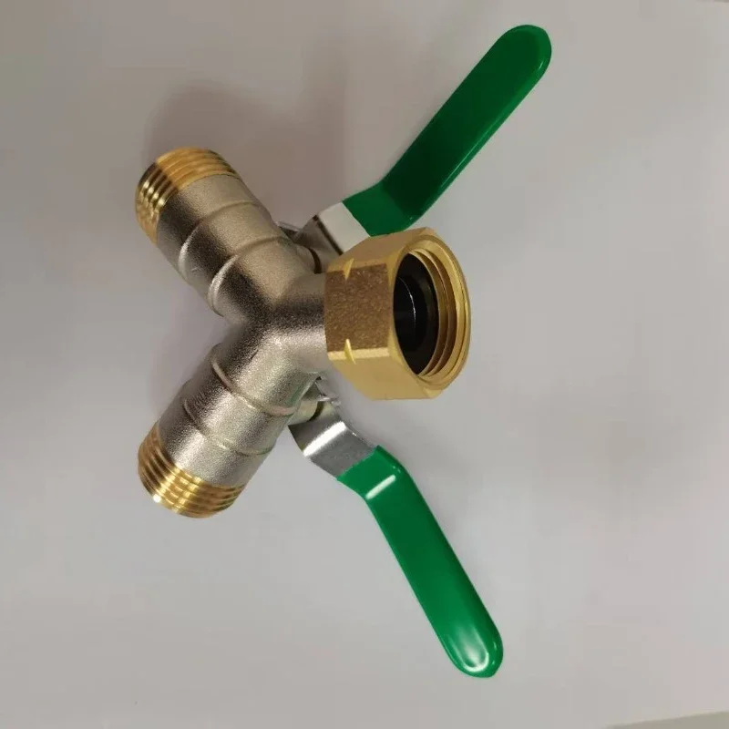 Brass Hose Splitter Y-Type 2 Way Ball Valve, High Flow Garden Water Pipe 1 to 2 Way Connector New