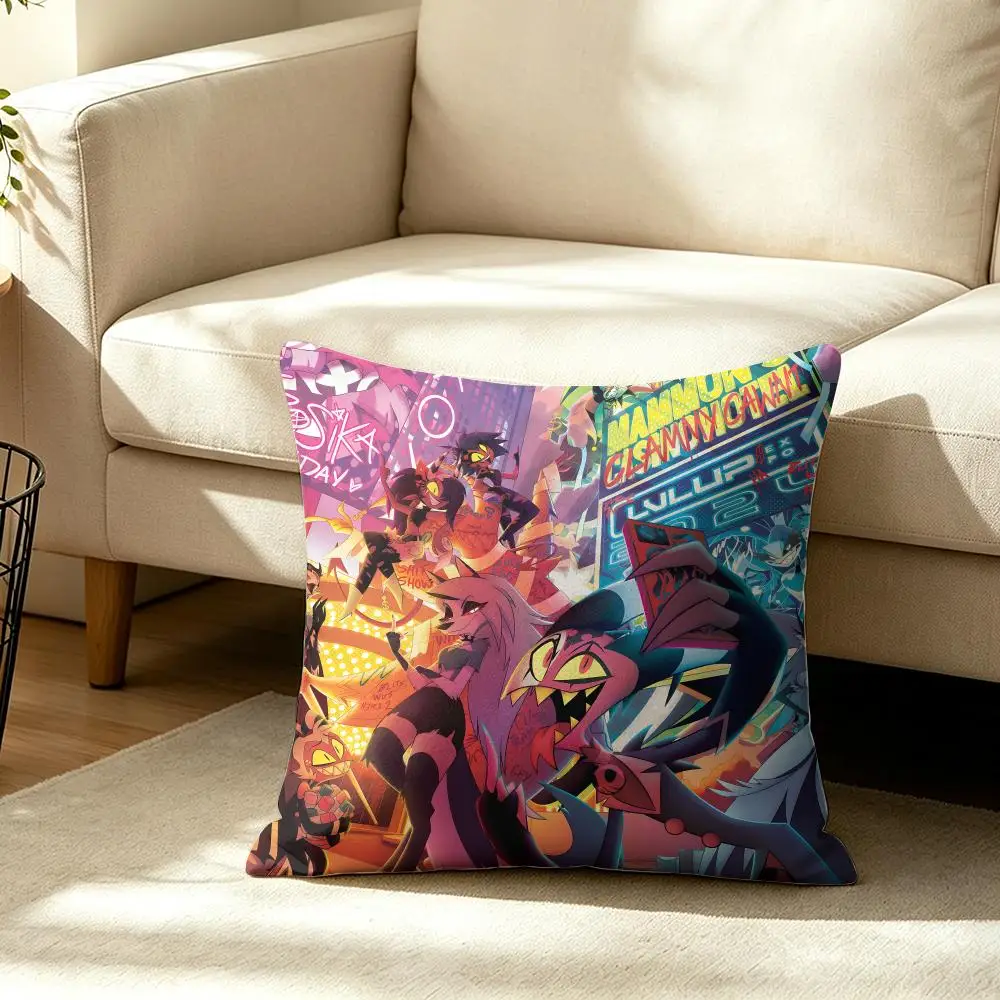 American Anime H-helluva Boss Cushion Cover Wrinkle-Resistant Short Plush Pillow Case Breathable Machine-Washable