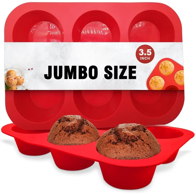 

Silicone Texas Muffin Pan Set- 6 Cup Jumbo Silicone Cupcake Pan, Non-Stick Silicone, Just PoP Out!