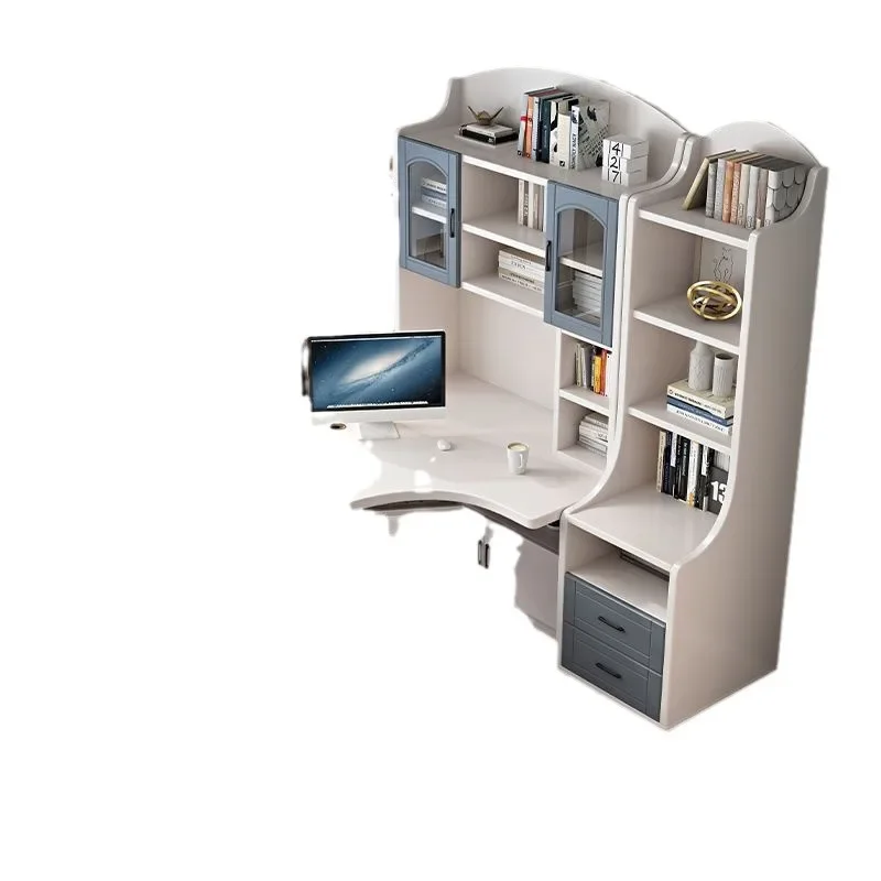 Solid wood computer desk household corner desk bookcase integrated table multi-function